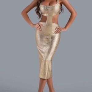 Asymmetrical Gold Dress